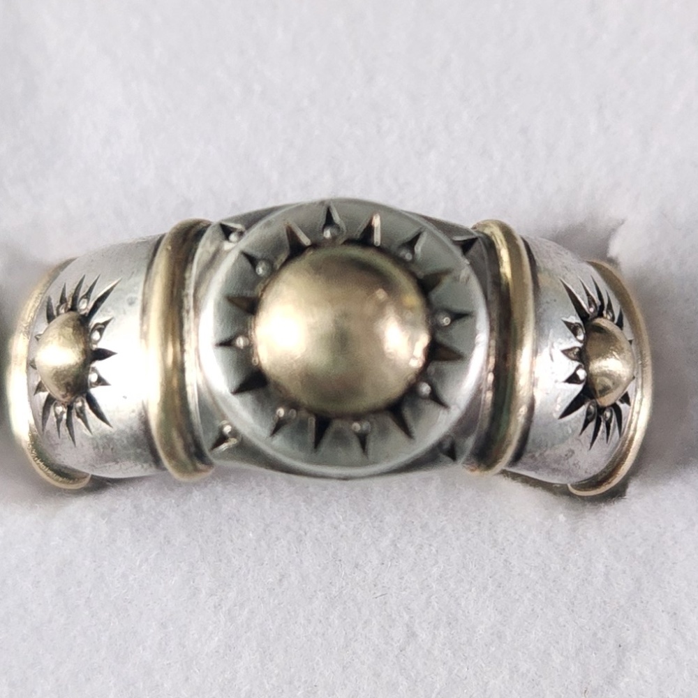 David & Ronnie Sterling Silver 14K gold Sun Band Ring, 6.25, preloved
